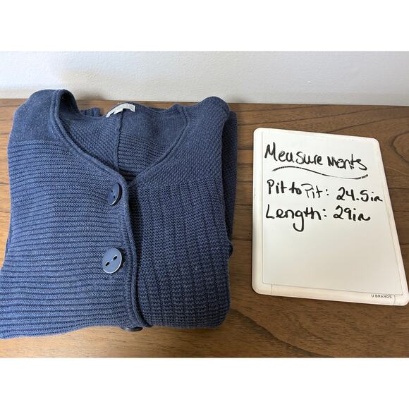 Habitat Clothes to Live in Cardigan Women's XL Blue Pocket Lagenlook Chunky Knit - Picture 8 of 8